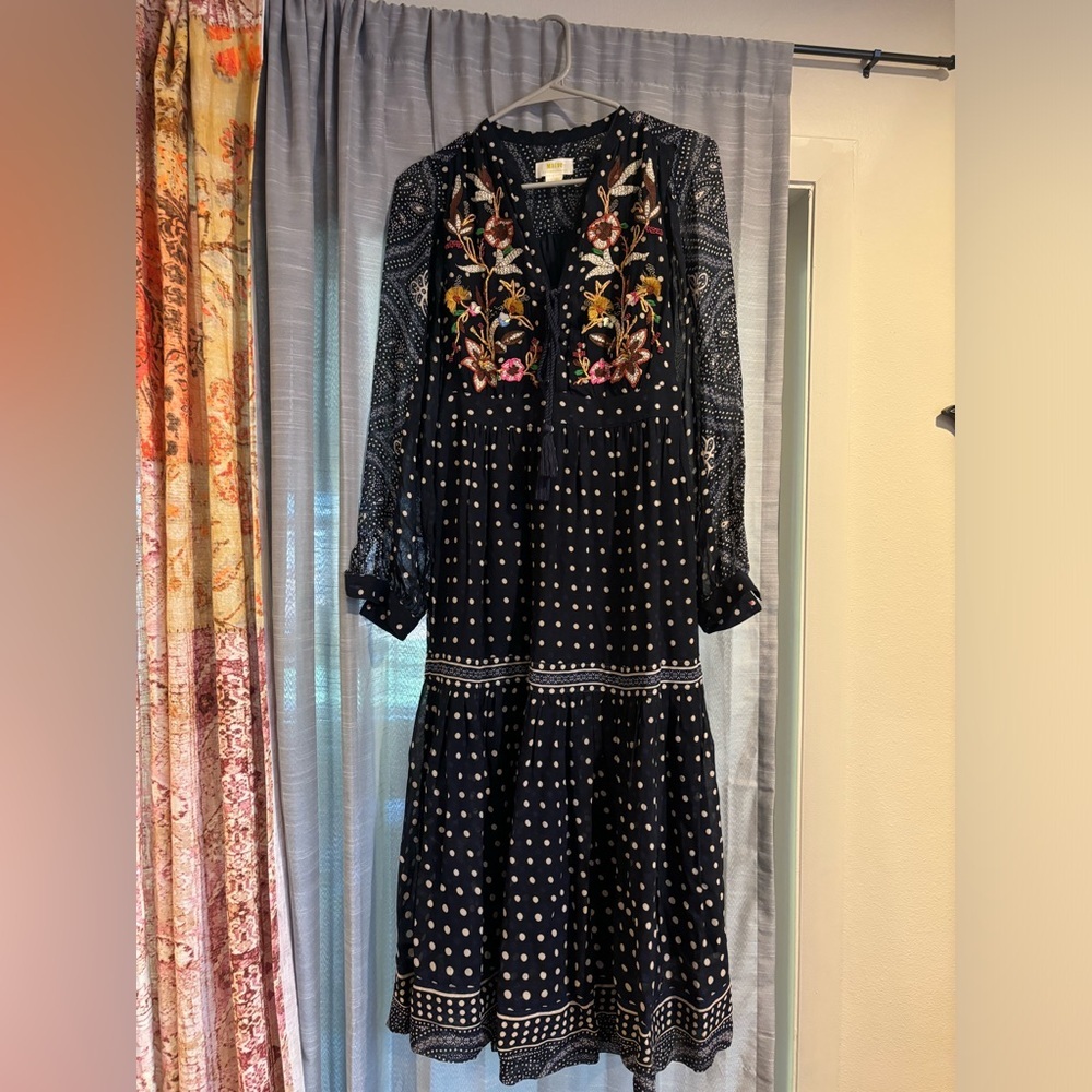 Maeve Anthropologie beaded and embroidered long sleeve dress size 0